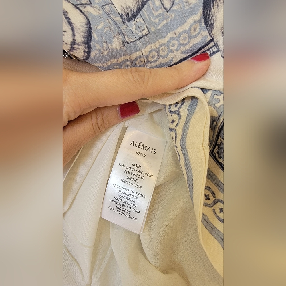 Alémais Villa Romantica linen-blend midi dress US 4 - Picture 7 of 11